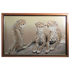 Vintage Massive Cheetah Coalition Oil Painting by Anderson