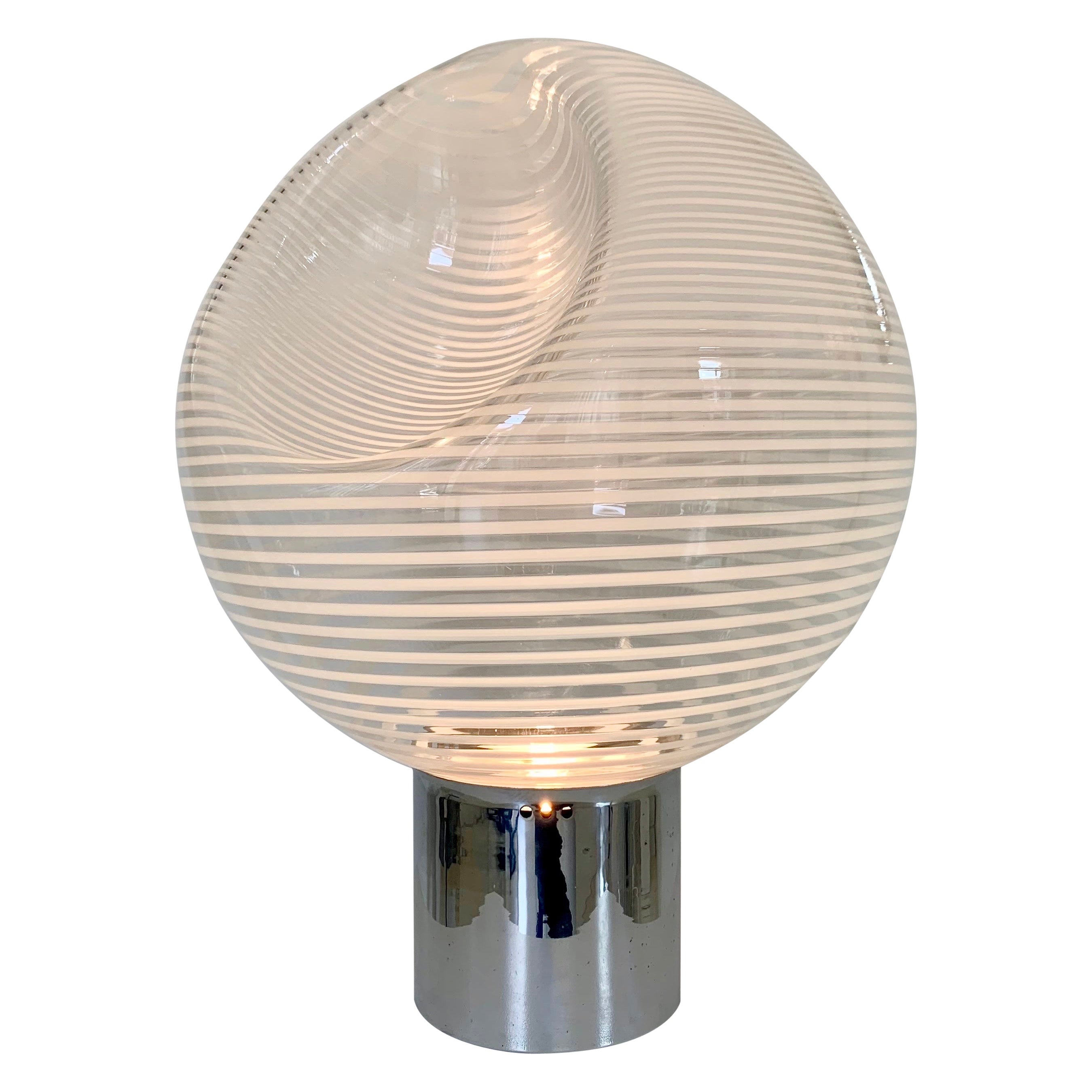 Vistosi Glass Table Lamp, Corba model, circa 1960, Italy. For Sale