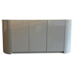 Custom Pop art post modern 3 door beige Pill shaped credenza sideboard