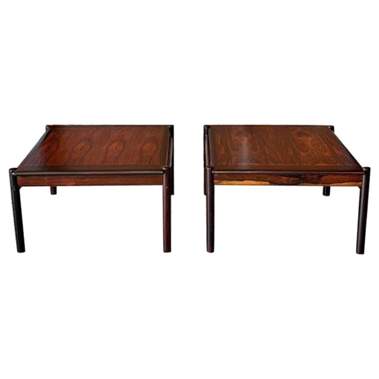 Pair of Brazillian Rosewood side tables by Sven Ivar Dysthe for Dokka Møbler For Sale