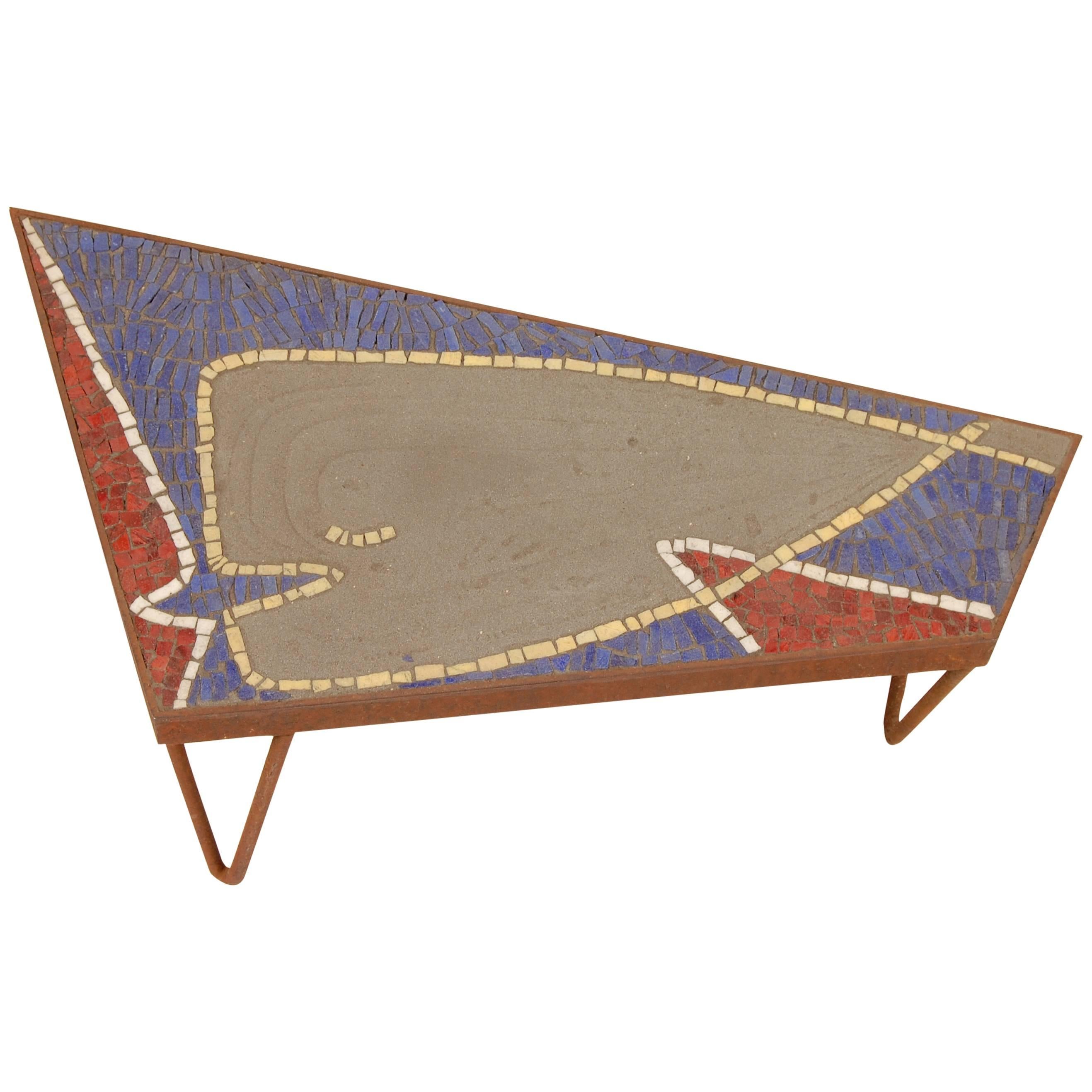 Iron and Glass Mosaic Side Table "Moby in Love"