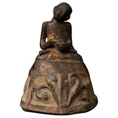 statue de moine birman en bronze ancien du 17ème siècle - Bouddhas originaux