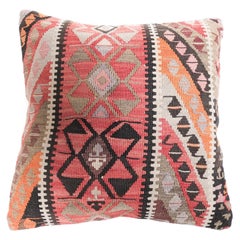 Vintage & Old Kilim Cushion Cover, Anatolian Yastik Turkish Modern Pillow 4468