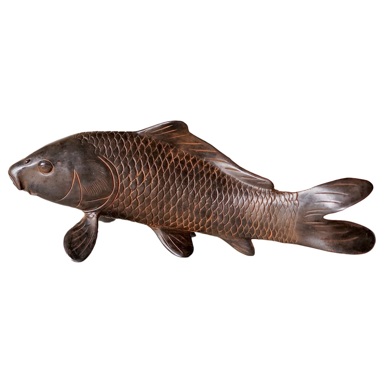 Bronze Mini Koi Fish Sculpture, Large by Alexander Lamont For Sale