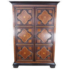Retro Alfonso Marina French Louis XIII Rosewood Marquetry Inlay Armoire Linen Press
