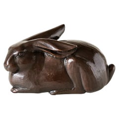 Vintage Bronze Rabbit Sculpture by Alexander Lamont