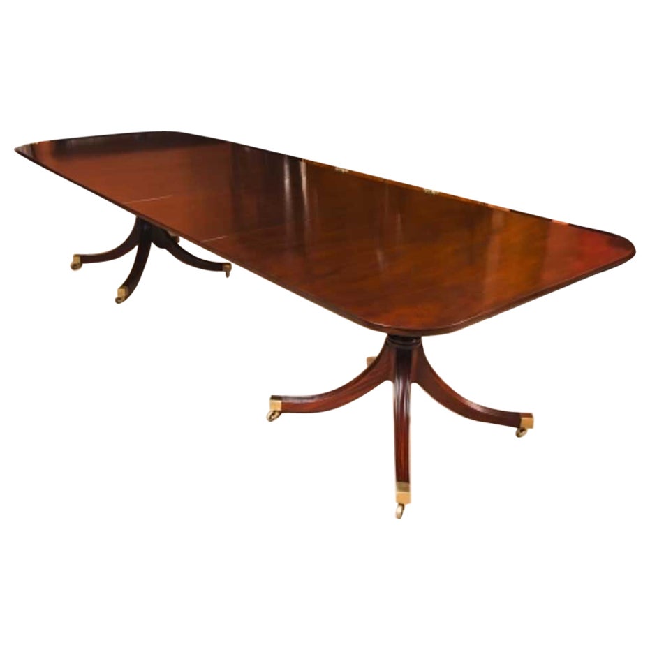 Vintage 12ft Mahogany Twin Pillar Dining Table by William Tillman 20th Century  For Sale