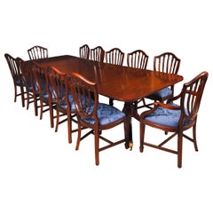 Retro 12ft Dining Table by William Tillman & Set 12 dining chairs 20th C