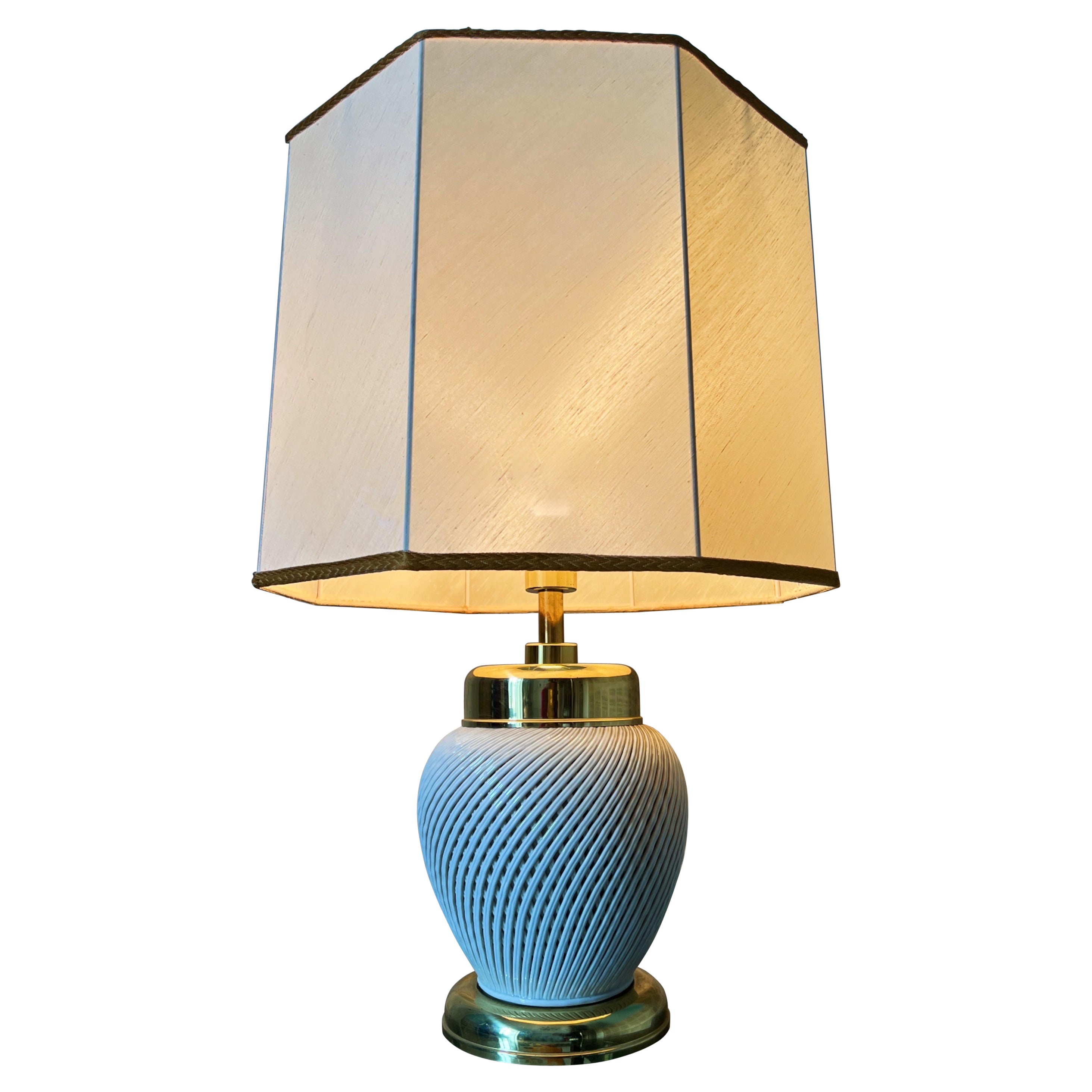 Italian 1970s XL table light with foot in porcelin  For Sale