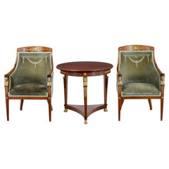 Used Swedish empire revival mahogany 3 piece lounge suite