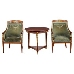 Swedish empire revival mahogany 3 piece lounge suite