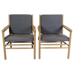 Vintage Set Of 2 Armchairs Model J147 Made In Oak By Erik Ole J. Made By FDB 