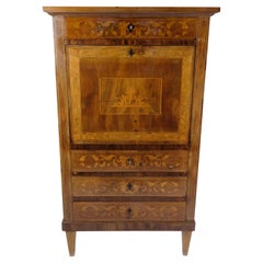 Antique Empire Style Secretary Made In Mahogany & Intarsia From 1820s