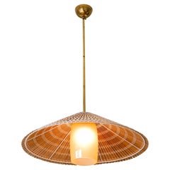 Paavo Tynell pendant model 1083 for Taito, brass, Opal & rattan