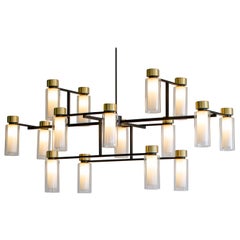 Contemporary Chandelier 'Osman 560.17' by Tooy, Brushed Brass & Clear Glass