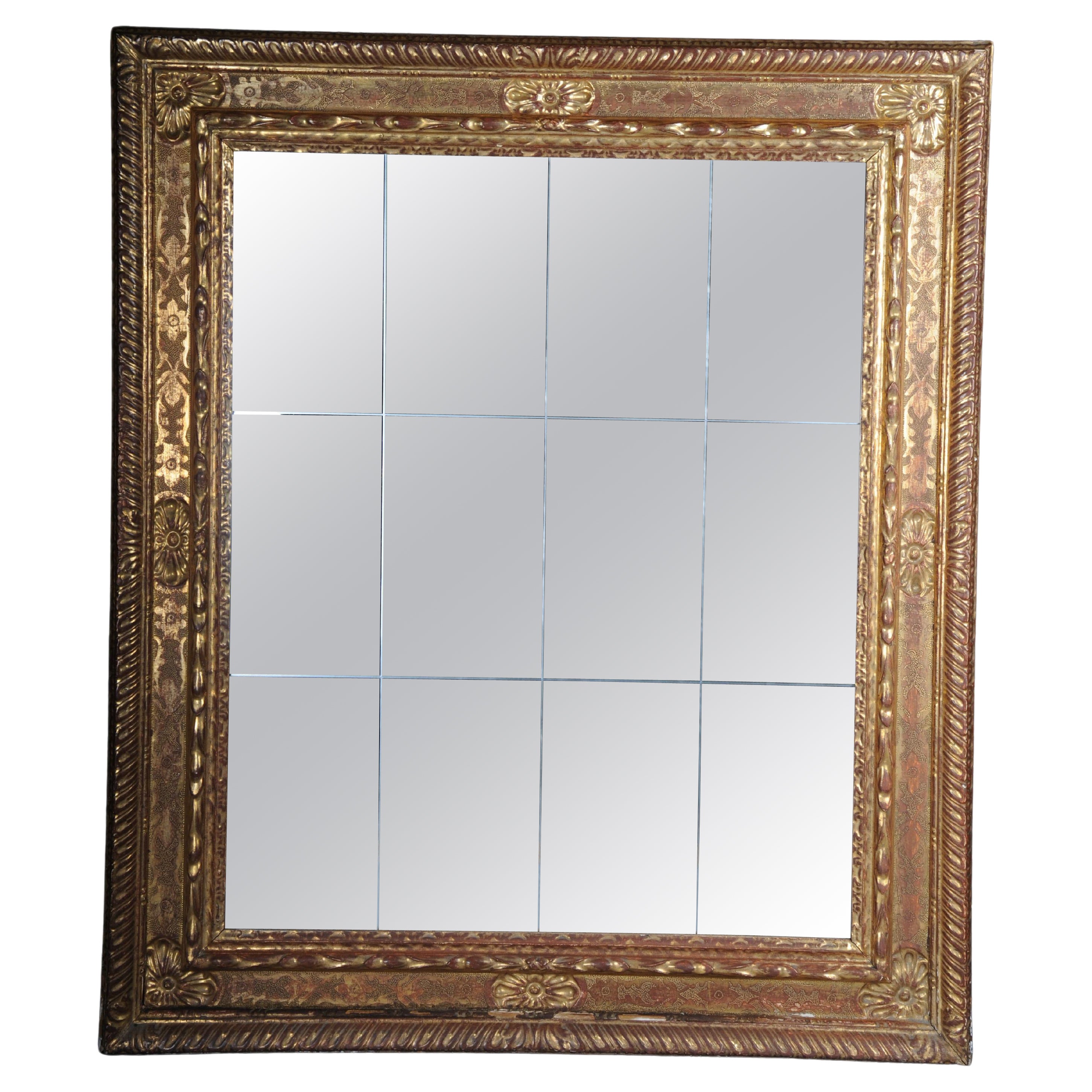 20th Century Unusual antique wall mirror, gold frame