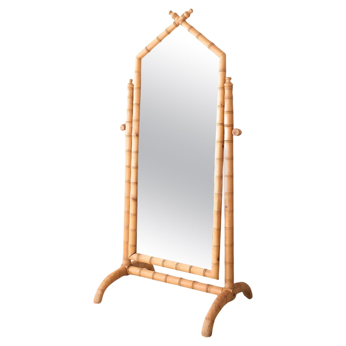 Early 20th century Faux bamboo cheval mirror For Sale