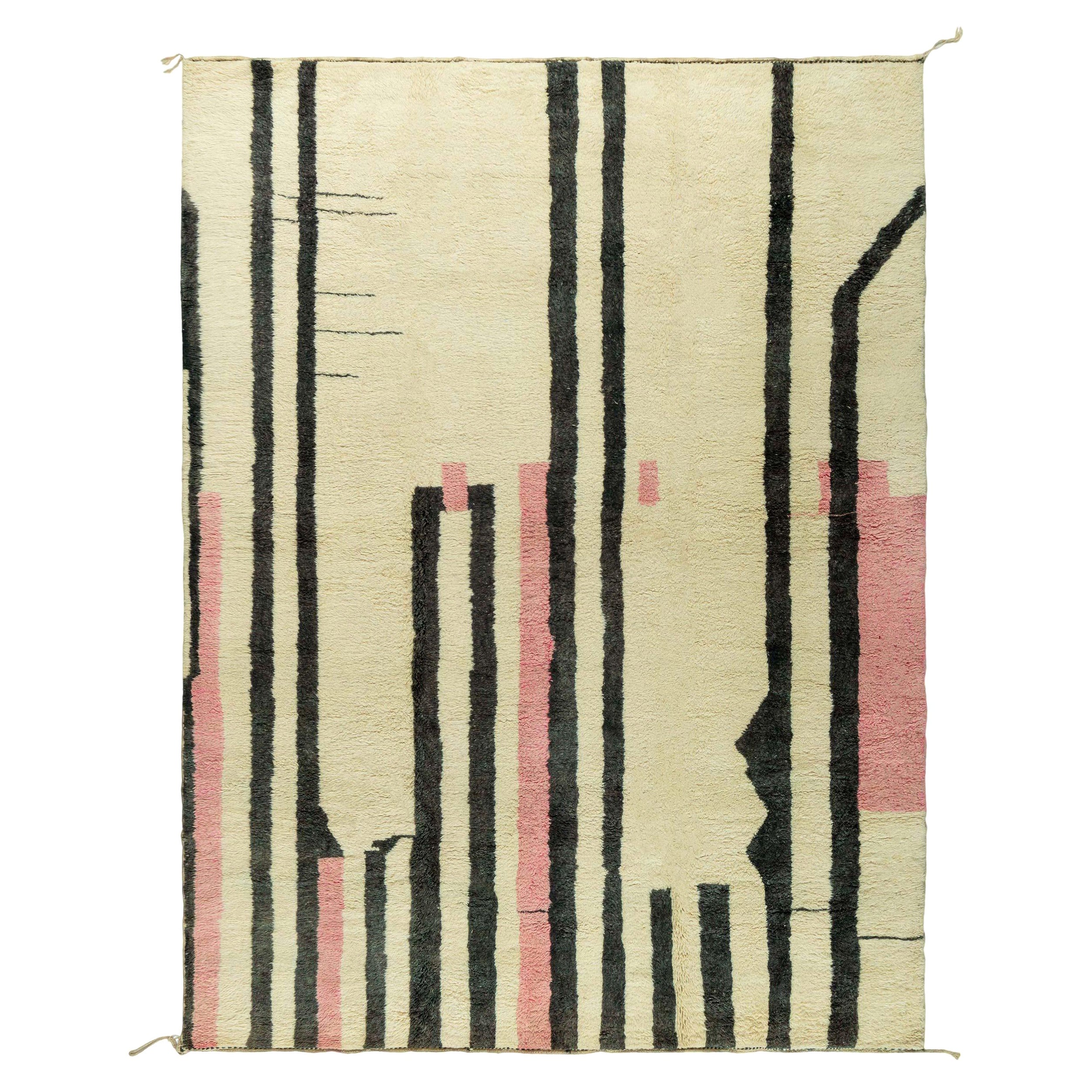 Modern Moroccan Abstract Handmade Wool Rug by Doris Leslie Blau For Sale
