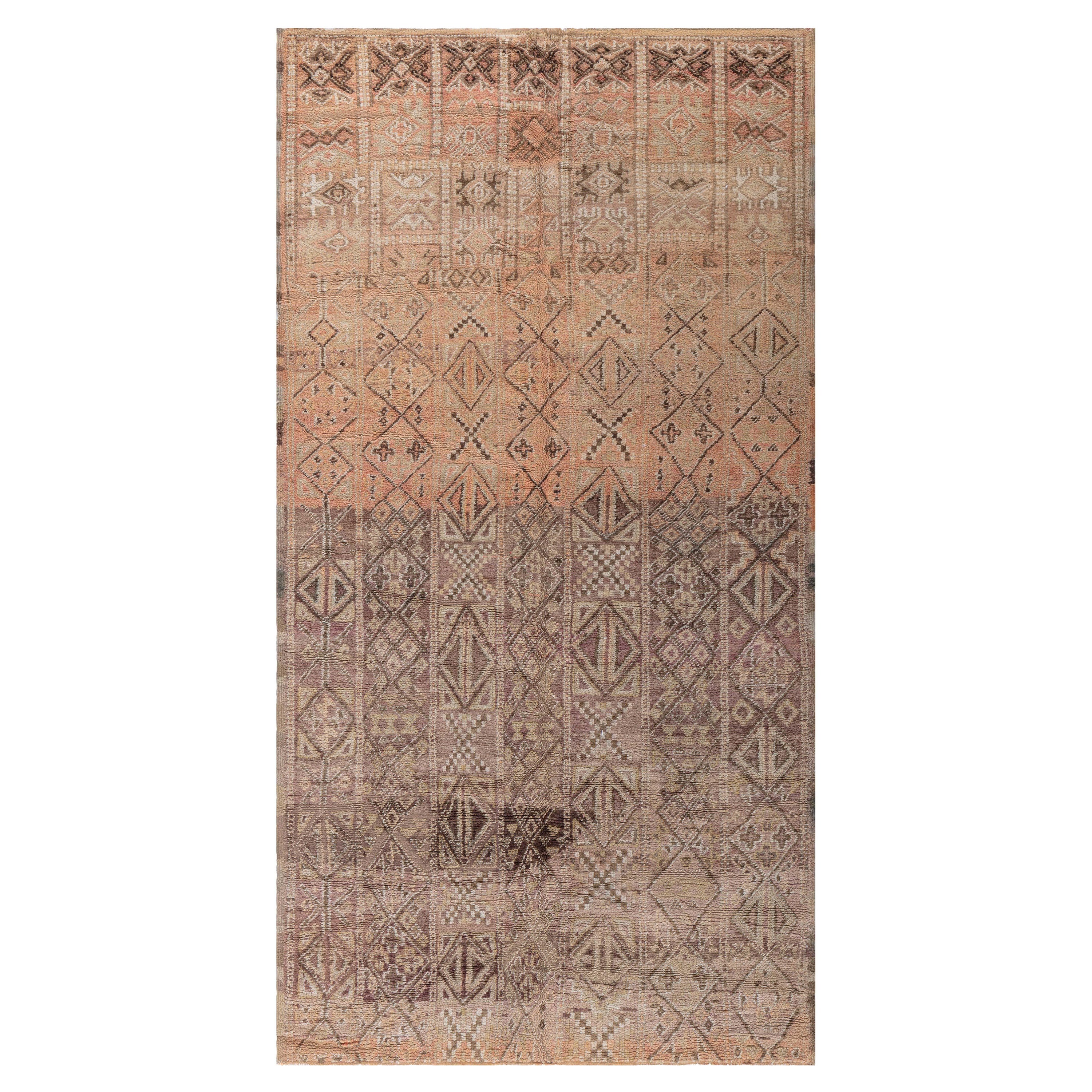 Vintage Tribal Moroccan Handmade Wool Rug For Sale
