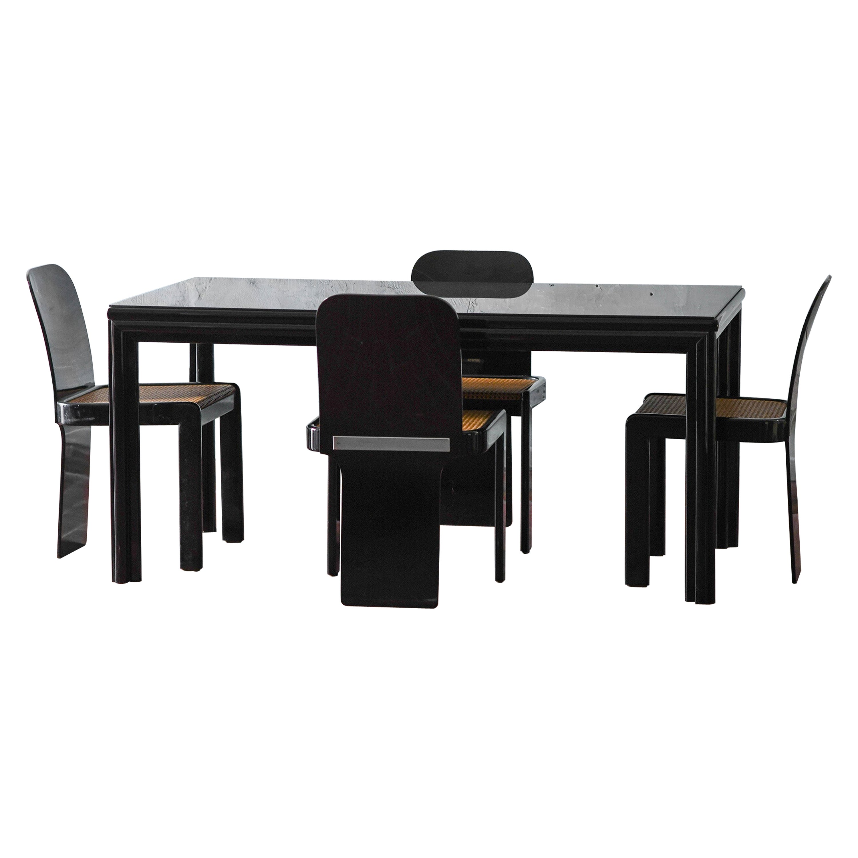 Ensemble de salle à manger : table + 4 chaises de Pierluigi Molinari pour Pozzi Milano, 1960 en vente