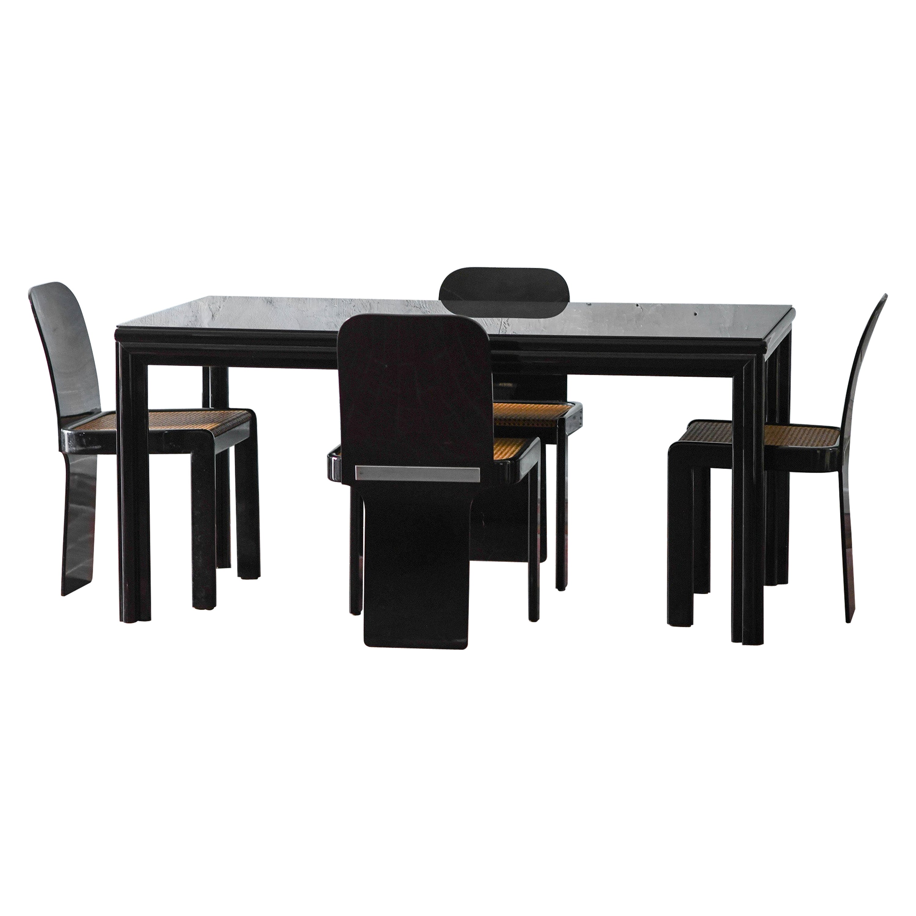 Set da pranzo: tavolo + 4 sedie di Pierluigi Molinari per Pozzi Milano, 1960