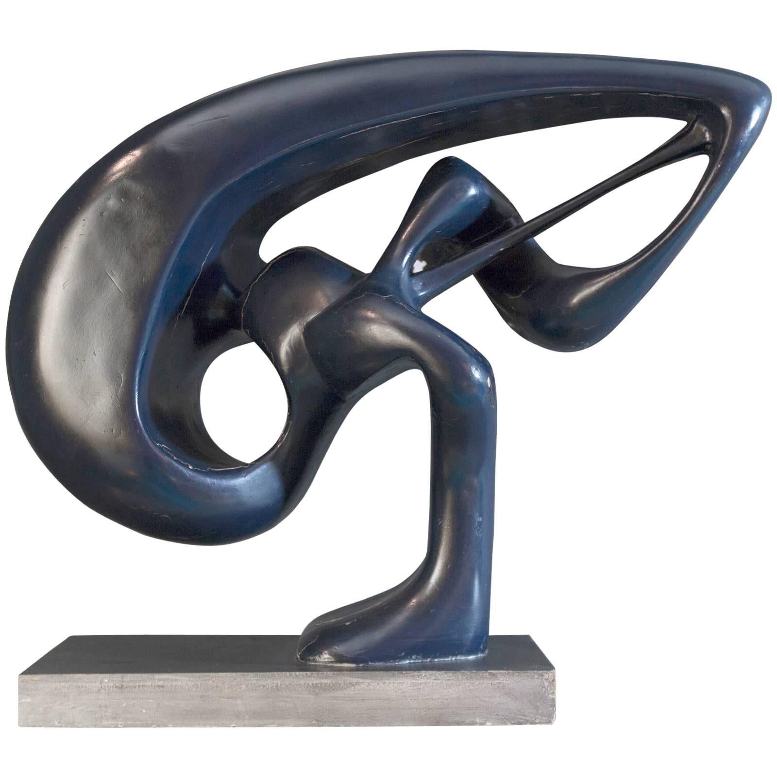 1960s French Blue Abstract Sculpture