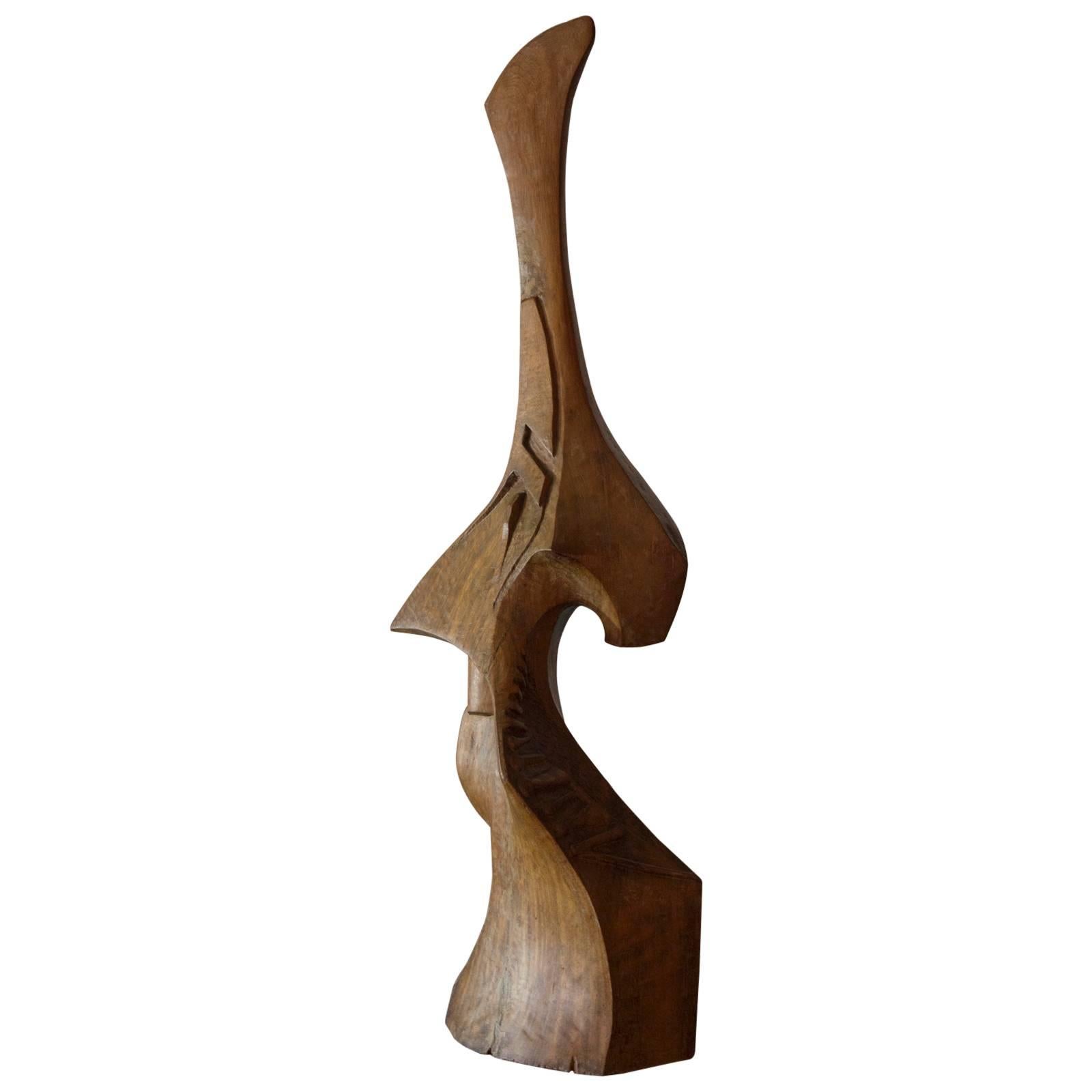 1960s Abstract Wood Sculpture 