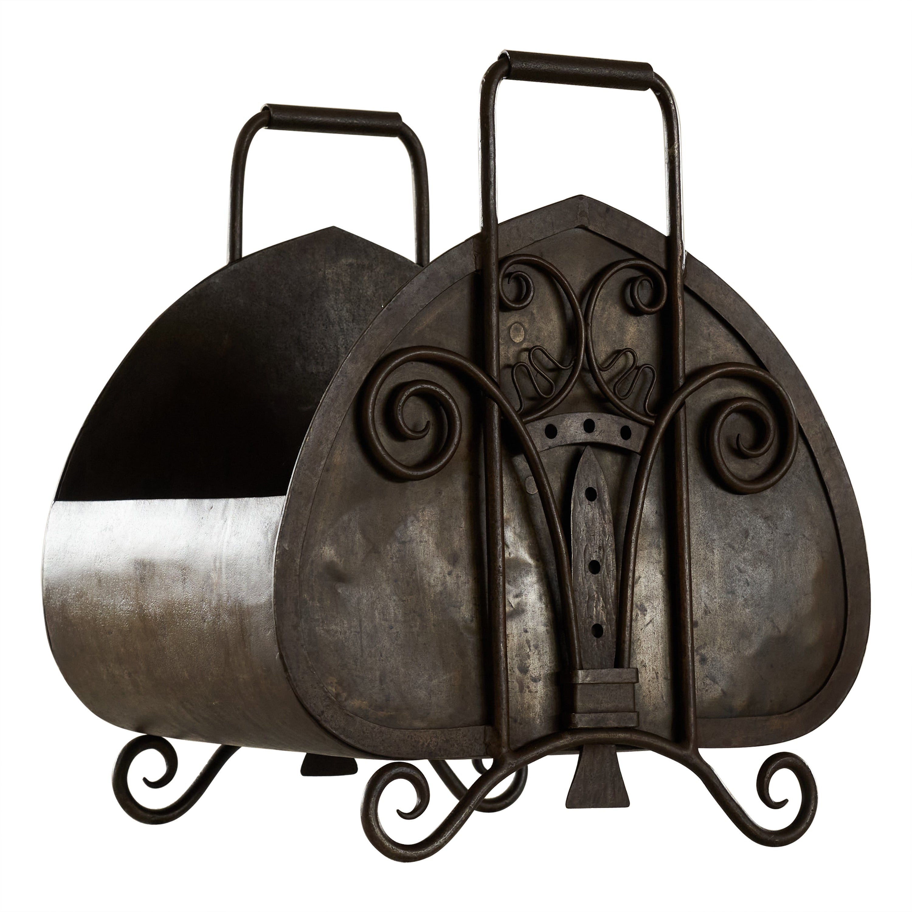Wonderful Arts and Crafts Log Holder in Wrought Iron 1920s For Sale