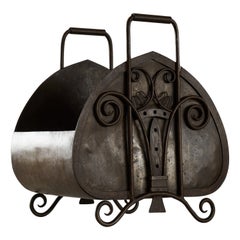 Wonderful Arts and Crafts Log Holder in Wrought Iron 1920s