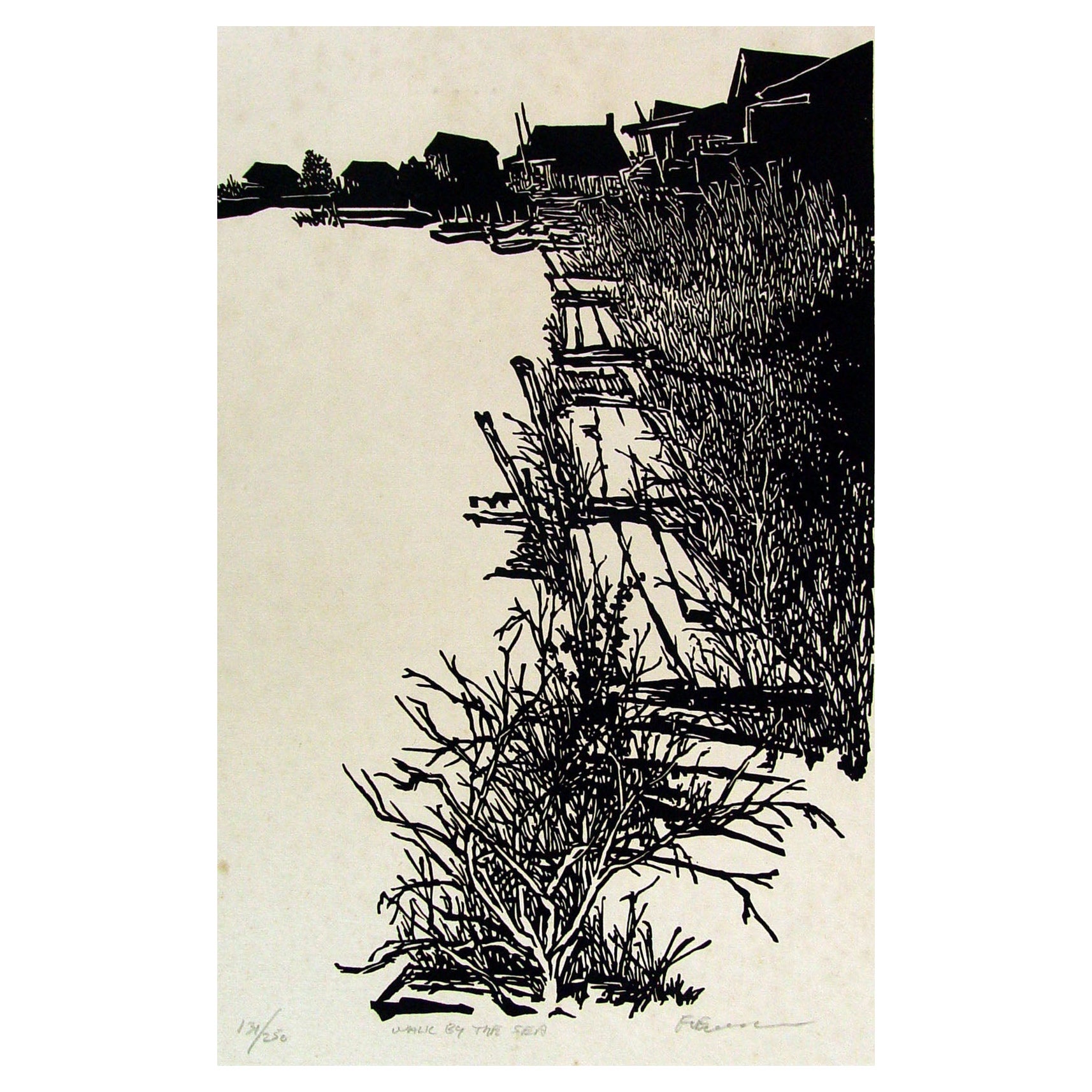 Vintage Frank C. Eckmair Seaside Cottages Serigraphie im Angebot