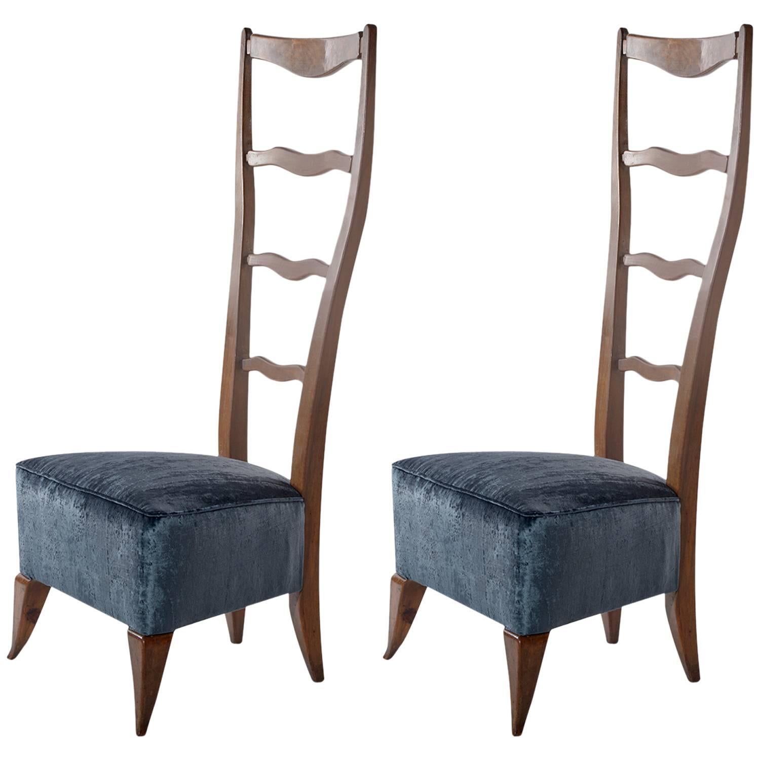 Pair of Hight-Back 1940 Chairs by Architect Italo Gamberini, Firenze For Sale