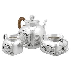 Vintage Chinese Export Silver Three Piece Tea Service