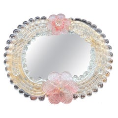 Espejo vintage veneciano de cristal de Murano, 1960