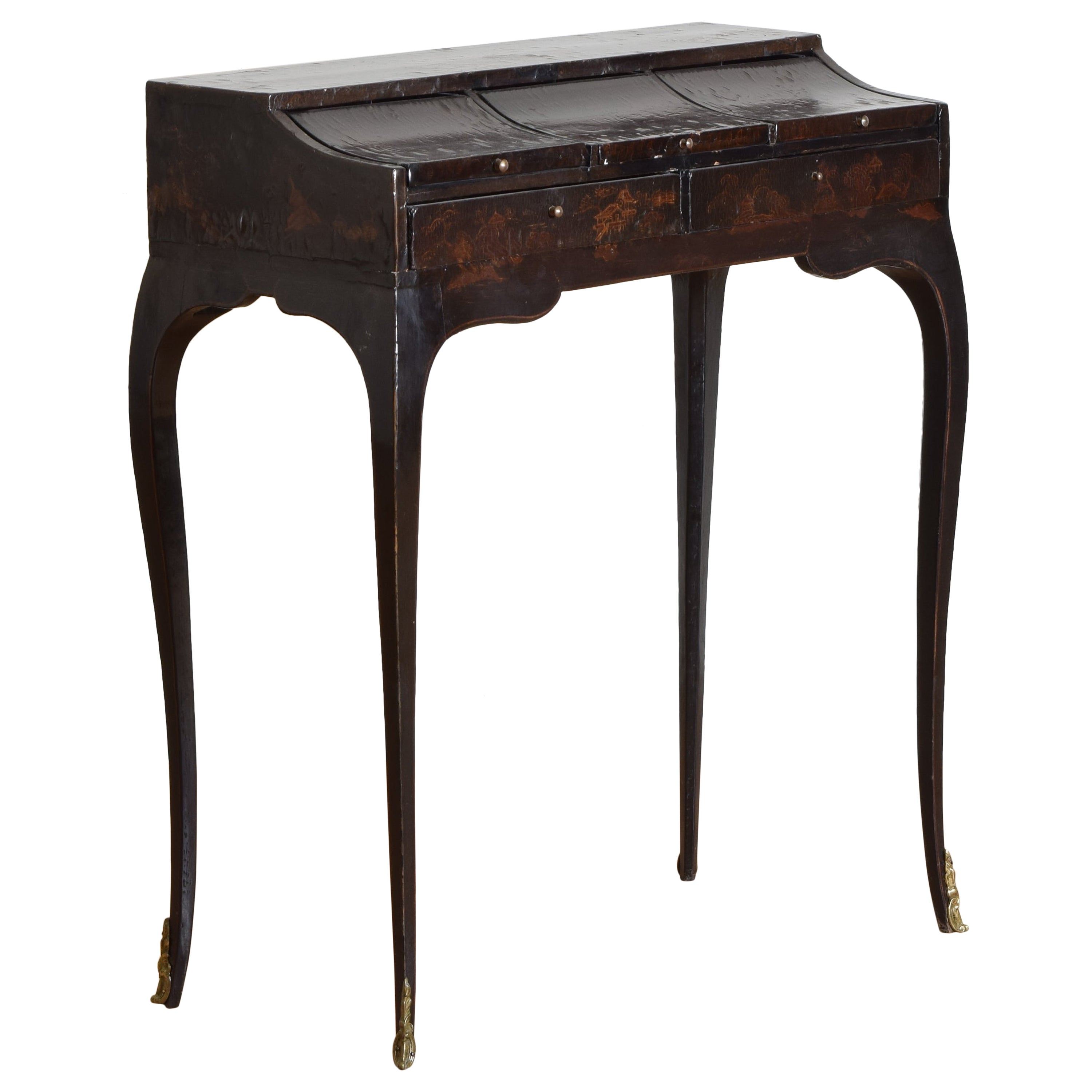 Lacquered and Veneered Bureau de Dame, 18th to 19th C. For Sale