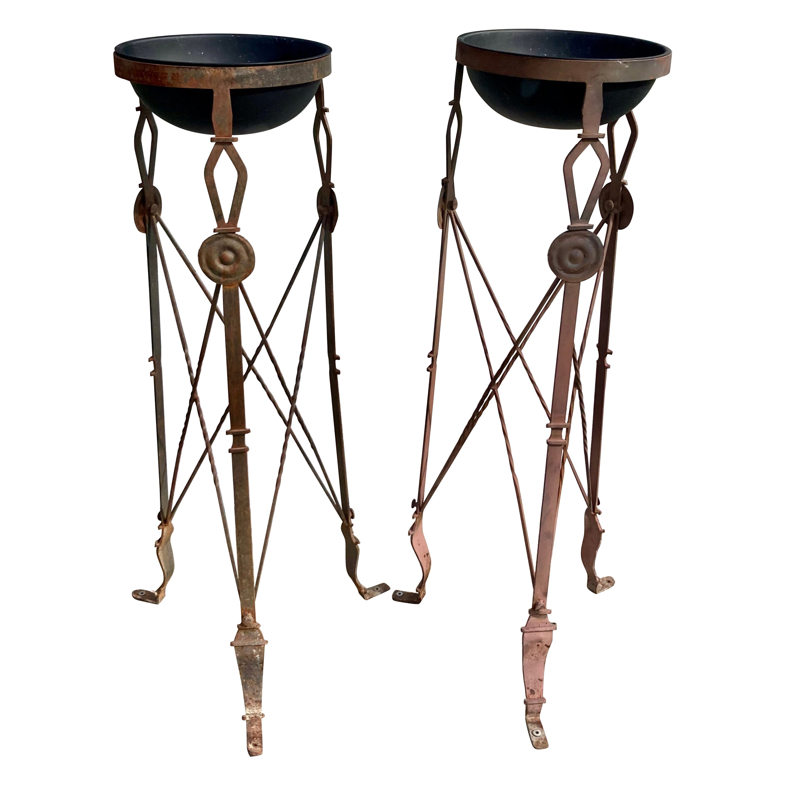 Pair of French Empire Iron Plant Stands For Sale