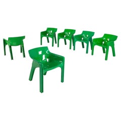 Retro Italian modern Green plastic Chairs Gaudi by Vico Magistretti for Artemide, 1970