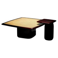 Ensemble table basse et table d'appoint Bossa Square, bois massif acajou, par Duistt