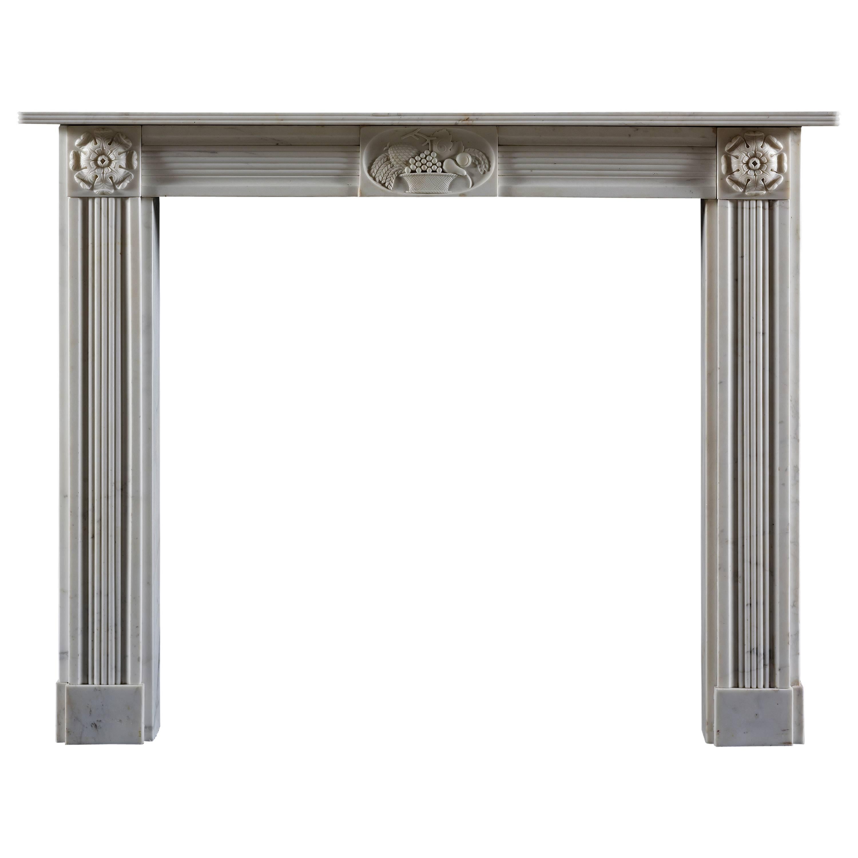 Early 19th Century Regency Statuary Marble Fireplace Mantel