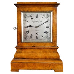 Used Regency Walnut Library Bracket Clock, Haley & Milner, London