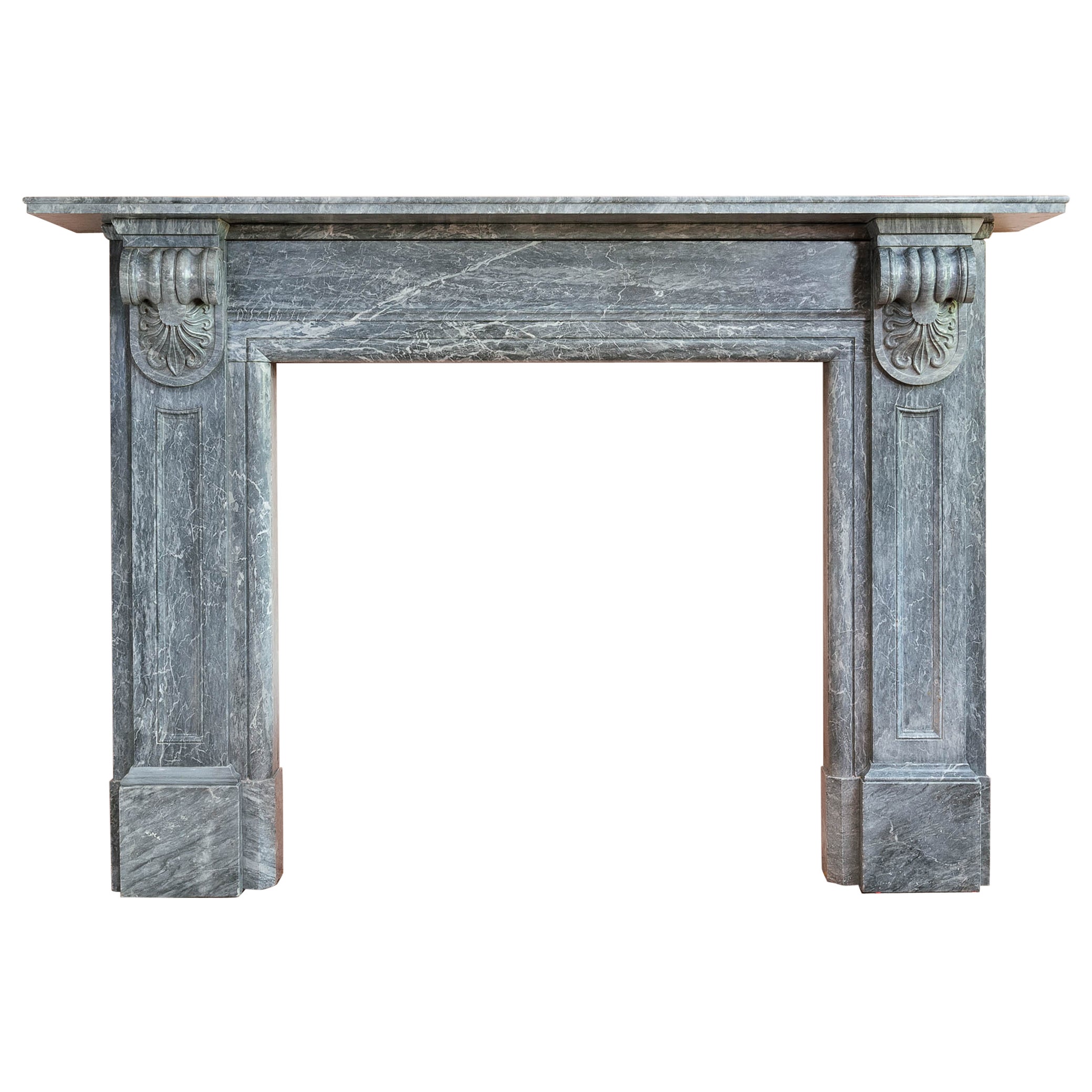 An Early 19th Century Neo-Grecian Bardiglio Marble Fireplace