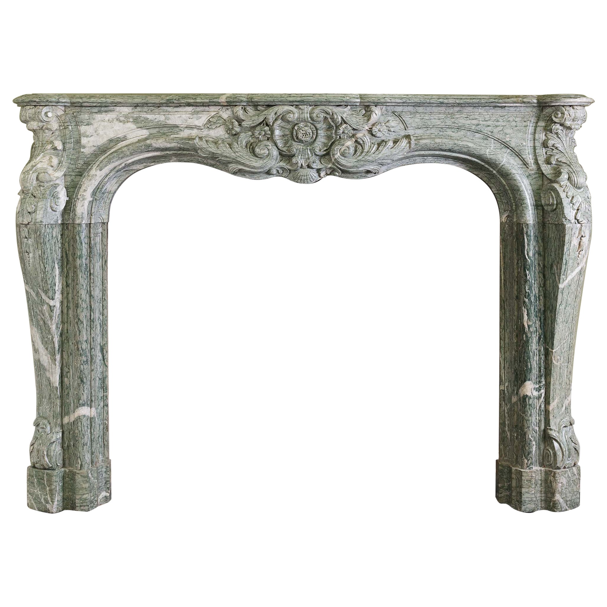 Antique Louis XV Campan Vert Fireplace For Sale