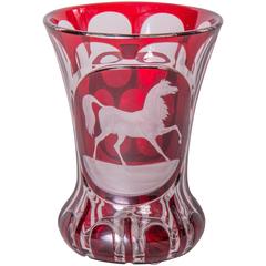 Biedermeier goblet with horse attributed to Karl Pfohl, Bohemia, circa 1840