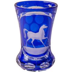 Biedermeier goblet with horse attributed to Karl Pfohl, Bohemia, circa 1840