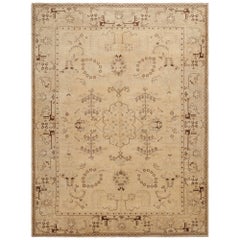 Rug and Kilim’s Vintage Oushak Rug in Beige and Yellow Floral Pattern