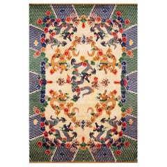 Early 20th Century Chinese Silk Dragon Carpet ( 6'3" x 9'3" - 191 x 282 )