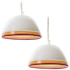 Pair Italian Pendant Lights by Roberto Pamio and Renato Toso for Leucos, 1970 4