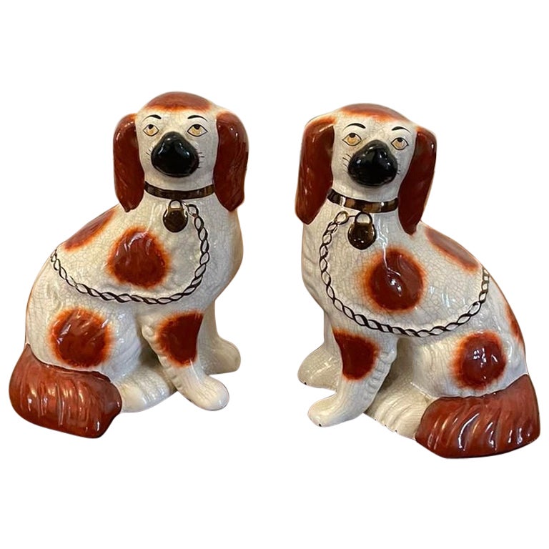 Pair of Antique Victorian Quality Staffordshire Dogs  For Sale