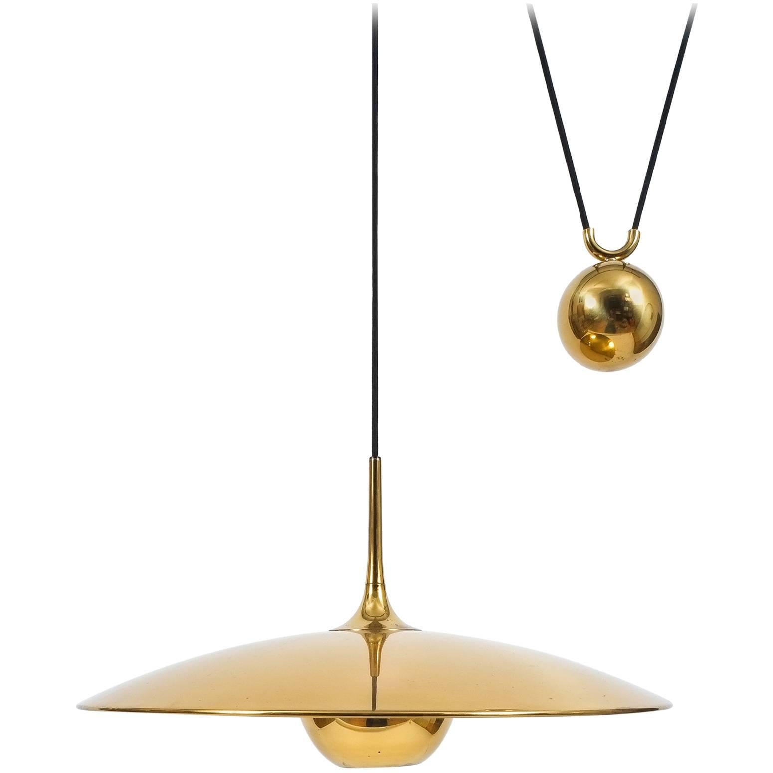 Large Adjustable Polished Brass Counterweight Pendant by Florian Schulz