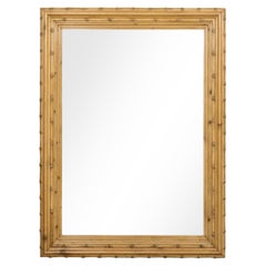 English Faux Bamboo Wall Mirror with Beveled Glass, circa 1890