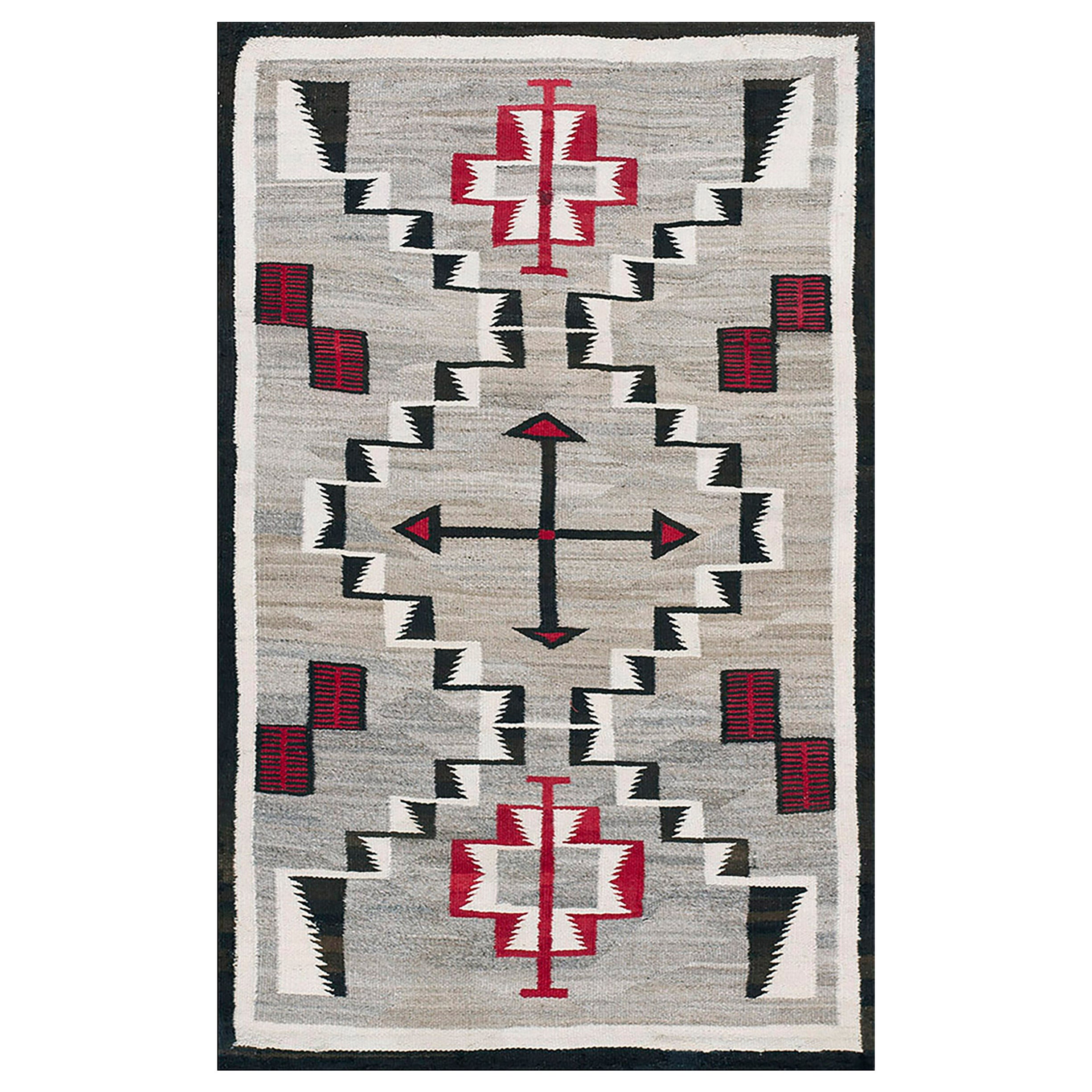 1930s American Navajo Carpet with Storm Pattern For Sale